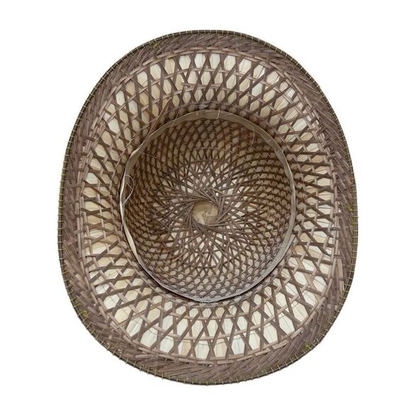 Vintage Hand Woven Colonial Explorer Straw Sun Hat OS Tan Traditional Gardening - Picture 9 of 9